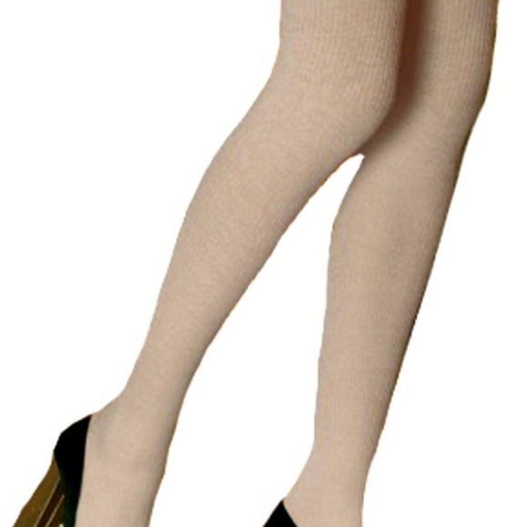 Ladies one pair Dora ribbed wool over the knee socks ivory/cream - Picture 2 of 2